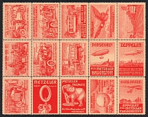 Metzeler Trademark, Zeppelings, Cars, Germany, Stock of Cinderellas, Non-Postal Stamps, Labels, Advertising, Charity, Propaganda
