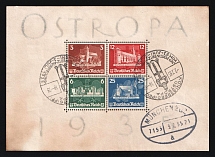 1935 Third Reich, Germany, Souvenir Sheet OSTROPA (Mi. Bl. 3, Commemorative Cancellation Konigsberg OSTROPA 'Postwertz Ausstellung' and 'Munich 202', CV $1,450)