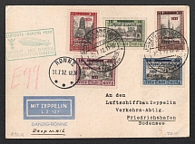 1932 (31 Jul) Germany, Graf Zeppelin airship airmail cover from Danzig to Friedrichshafen Airdrop Ronne, East Prussia flight 1932 'Danzig - Friedrichshafen' (Sieger 169 Aa, CV $140)