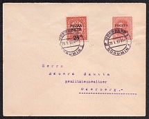 1919 Poland Local Cover from Oderberg (Bogumin), franked with Mi. 34, 48