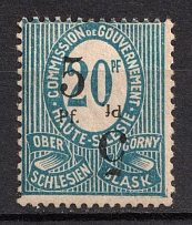 1920 5pf on 20pf Joining of Upper Silesia, Germany (Mi. 10 XII, DOUBLE INVERTED Overprint)