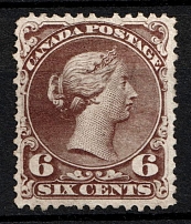 1868-90 6c Canada (SG 59b, CV $1,700, MNH)