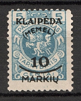 1923 Germany Klaipeda Memel 10 M (Shifted Perf)