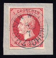 1859 1gr Hanover, Germany (Mi. 14 b, Certificate, Wellingholzhausen Postmark, CV $50)