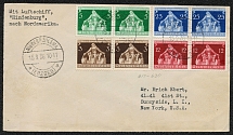 1936 Airmail with full set franking Aue-Bad Schlema - New York