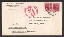1930 (19 May) Spain, Graf Zeppelin airship airmail cover from Sevilla to Pernambuco (Brazil), 1st Flight to South America 'Sevilla - Pernambuco' (Sieger 58 Ab, CV $90)
