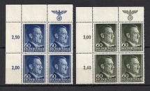 1943 General Government, Germany (Corner Margins, Eagle on the Field, Control Numbers, Blocks of Four, MNH)
