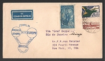 1933 (21 Oct) Brazil, Graf Zeppelin airship airmail cover from Rio de Janeiro to New York (United States), Pan-American flight 'Recife - Chicago' (Sieger 239 A)