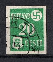 1941 20k Occupation of Estonia, Germany (Mi. 2yU, IMPERFORATED, Canceled, CV $230)