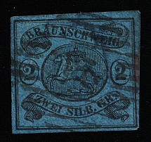 1853 2g Brunswick, German States, Germany (Mi 7a, Canceled, CV $90)