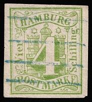 1859 4s Hamburg, German States, Germany (Mi 5a, Canceled, CV $1,800)