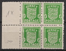 1941 0.5d Jersey, German Occupation, Germany, Block of Four (Mi. 1 x, CV $70)