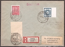 1945 Soviet occupation Local registerd cover with perforation L 10 Coswig CV 150 EUR
