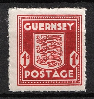 1943 1d Guernsey, German Occupation, Germany (Mi. 2b, Carmine Color, CV $50, MNH)
