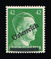 1945 VIENNA Local Issue 42pf, Austria, Overprint on Hitler's head (Mi. C IV, Not Issued, Signed, CV $2,860, MNH)