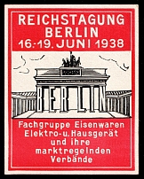 1938 'Reich Convention Berlin', Third Reich Propaganda, Cinderella, Nazi Germany (MNH)