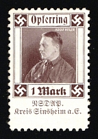 1933-1945 'Victims Ring NSDAP. District of Sinsheim', Propaganda Label Stamp, Third Reich Nazi Germany