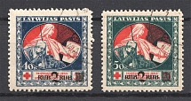 1921 Latvia (BLUE Banknotes, Mi. 66 y-67 y, CV $120, Canceled)