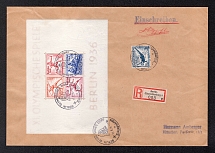1936 Third Reich, Germany, Registered Cover, Berlin - Munich (Mi. Bl. 6, Special Cancellation, CV $180)