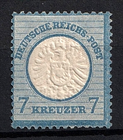 1872 7kr German Empire, Big Breast Plate, Germany (Mi. 26 var, Light Blue, CV $50)