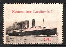 1915 'Remember Lusitania', Fleet, Navy, War, Great Britain, Stock of Cinderellas, Non-Postal Stamps, Labels, Advertising, Charity, Propaganda