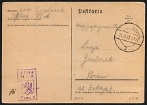 1939 (21 Oct) WWII German Prisoners of War POW Camp in Poland, Postcard to Posen (Oflag XI A)