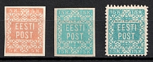 1918 Estonia (Mi. 1 B, 2 A, 2 B, Full Set, CV $150)