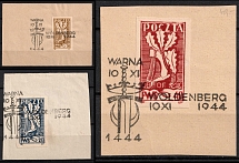 1944 Woldenberg, Poland, POCZTA OB.OF.IIC, WWII Camp Post, VARNA Postmarks (Fi. 48 - 50, Commemorative)