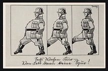 1936-1944 'Once you were fat, you'll be chipper' Military Caricature Propaganda Postcard, Third Reich Nazi Germany, Mint