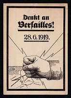 1919 'Think of Versailles!', Breslau (Wroclaw), German Propaganda, Postcard, Mint