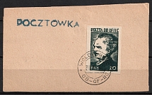 1944 (31 Oct) Woldenberg, Poland, POCZTA OB.OF.IIC, WWII Camp Post, Postcard franked with 20f (Fi. 35)