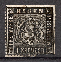 1860-61 Baden Germany 1 Kr (CV $45, Canceled)