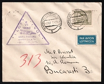 1930 Poland, First Flight Airmail cover, Warsaw - Bucharest, franked by Mi. 230