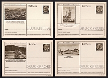 1939 Hindenburg, Third Reich, Germany, 4 Postal Cards (Proofs, Druckproben)