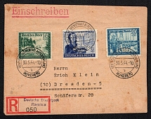 1944 (30 May) Third Reich, Germany, Registered Cover from Rovereto (Italy) to Dresden franked with 6pf, 16pf and 20pf (Mi. 888, 891 - 892, CV $30)