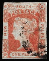 1852 1p New South Wales, Australia (SG 48, Canceled, CV $225)