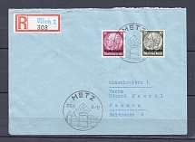 1940 Third Reich occupation of Lorraine 15pf, 30pf registered cover special postmark CV 70 EUR