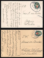 1928-29 Weimar Republic, Germany, Postcards franked 8pf tied by Nabburg and Nuremberg Postmarks
