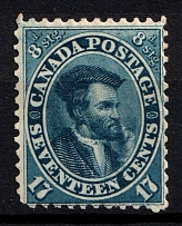 1859 17c British Canada, Canada (Scott 19a, SG 43a, Certificate, CV $3,250)