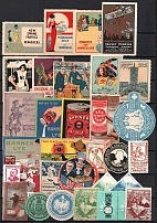 United States, Europe, Stock of Cinderellas, Non-Postal Stamps, Labels, Advertising, Charity, Propaganda (#109A)