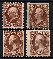 1873 Official Mail Stamps 'Treasury', United States, USA (Brown, CV $200)