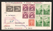 1936 (20 Sep) United States, Hindenburg airship Registered Censored airmail cover from New York to Leipzig, Flight to North America 'Lakehurst - Frankfurt' (Sieger 438 A)