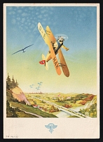 1938 'Hanover flight day', Propaganda Postcard, Third Reich Nazi Germany