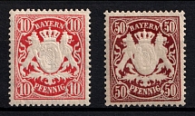 1888 Bavaria, German States, Germany (Mi. 57 B, 59 B, CV $100)