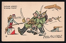 1914-18 'Guillaume proposes courage to dispose' WWI European Caricature Propaganda Postcard, Europe