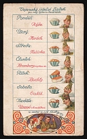 1917-1920 'Military canteen menu', Czechoslovak Legion Corps in WWI, Russian Civil War, Postcard
