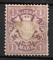 1875 1m Bavaria, German States, Germany (Mi. 31 a, Canceled, CV $90)