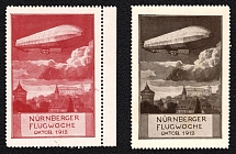 1912 Nuremberg, 'Flying Week', Germany, Cinderellas, Non-Postal Stamps, Zeppeling Mail