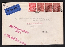 1927 (3 Mar) Great Britain, Airmail cover from London to Nuremberg via Cologne, with red airmail handstamp