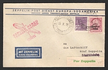 1932 (15 Oct) Brazil, Graf Zeppelin airship airmail cover from Recife - Friedrichshafen, Flight to South America 'Recife - Friedrichshafen' (Sieger 190)